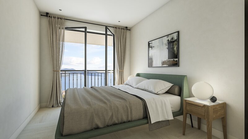 Botanika Apartment bedroom with sea view