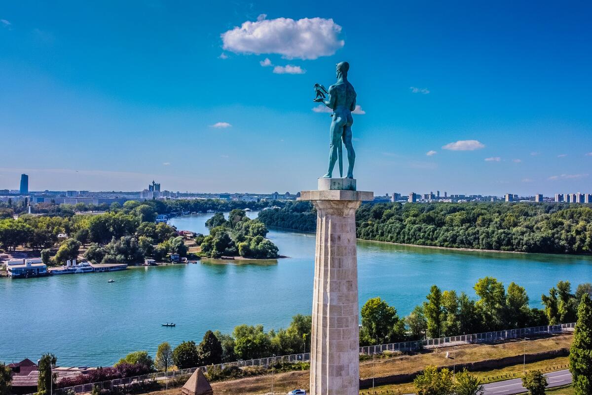 Belgrade skyline and waterfront - luxury real estate market in Serbia