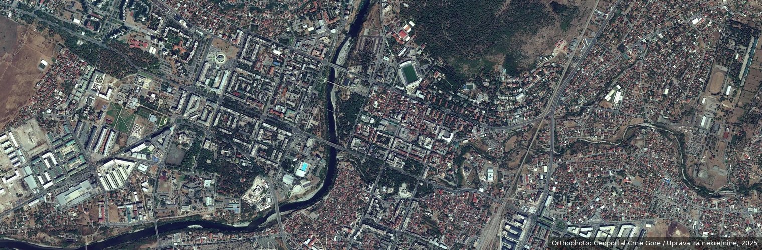 Aerial view of Podgorica city centre and Morača river - buying land in Podgorica guide