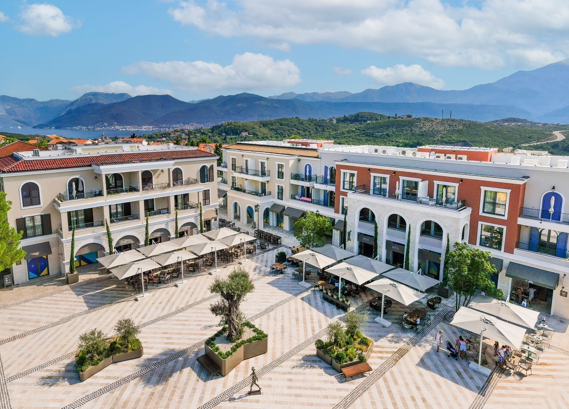 Centrale piazza with cafés and mountain views - town centre apartments at Luštica Bay, Montenegro